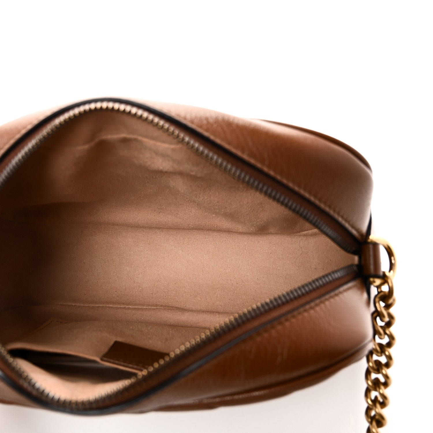 Glazed Calfskin Matelasse Diagonal Small GG Marmont Chain Shoulder Bag Cuir