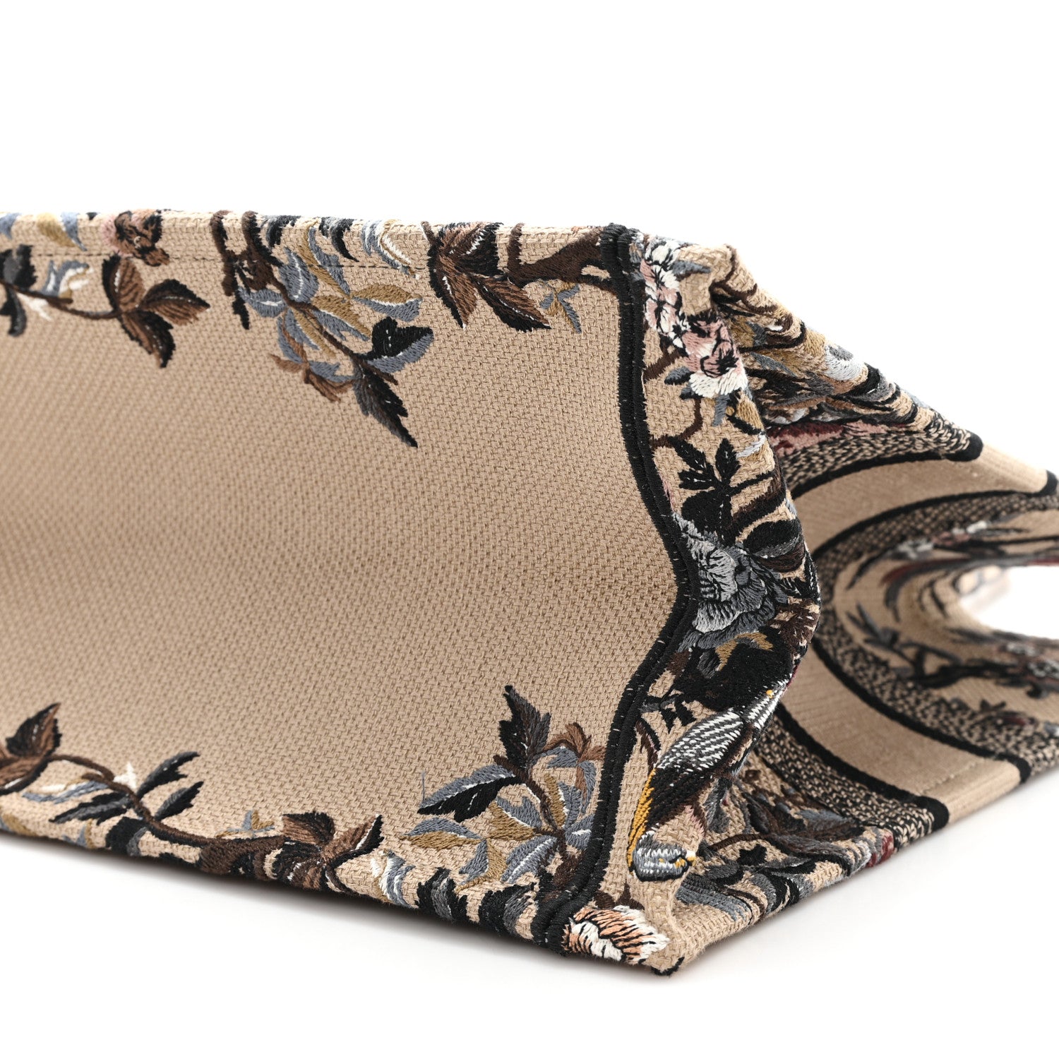 Canvas Embroidered Jardin D'Hiver Medium Book Tote Beige Multicolor
