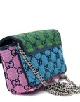 Monogram Multicolor Matelasse Diagonal Super Mini GG Marmont Shoulder Bag Green Blue Yellow Light Blue Pink