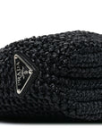 Yarn Raffia Effect Crochet Small Logo Tote Black