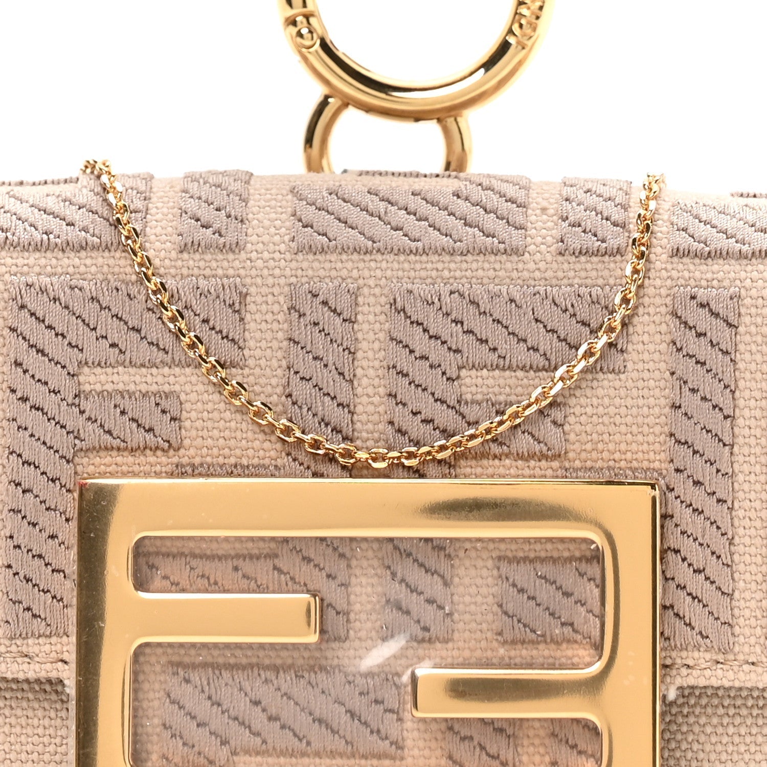 Canvas Vitello King FF Embroidered Nano Maxi Buckle Baguette Charm Nuvola