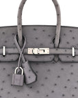 Ostrich Birkin 25 Gris Agate
