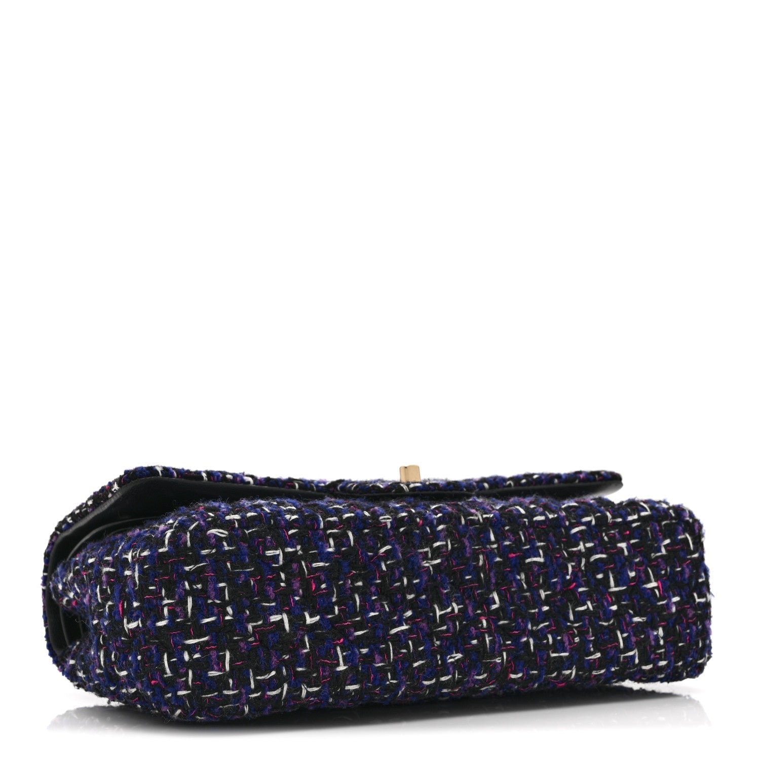 Tweed Quilted Medium Double Flap Dark Purple