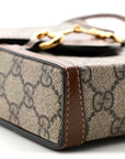 GG Supreme Monogram Mini Horsebit 1955 Crossbody Bag Beige Brown Sugar