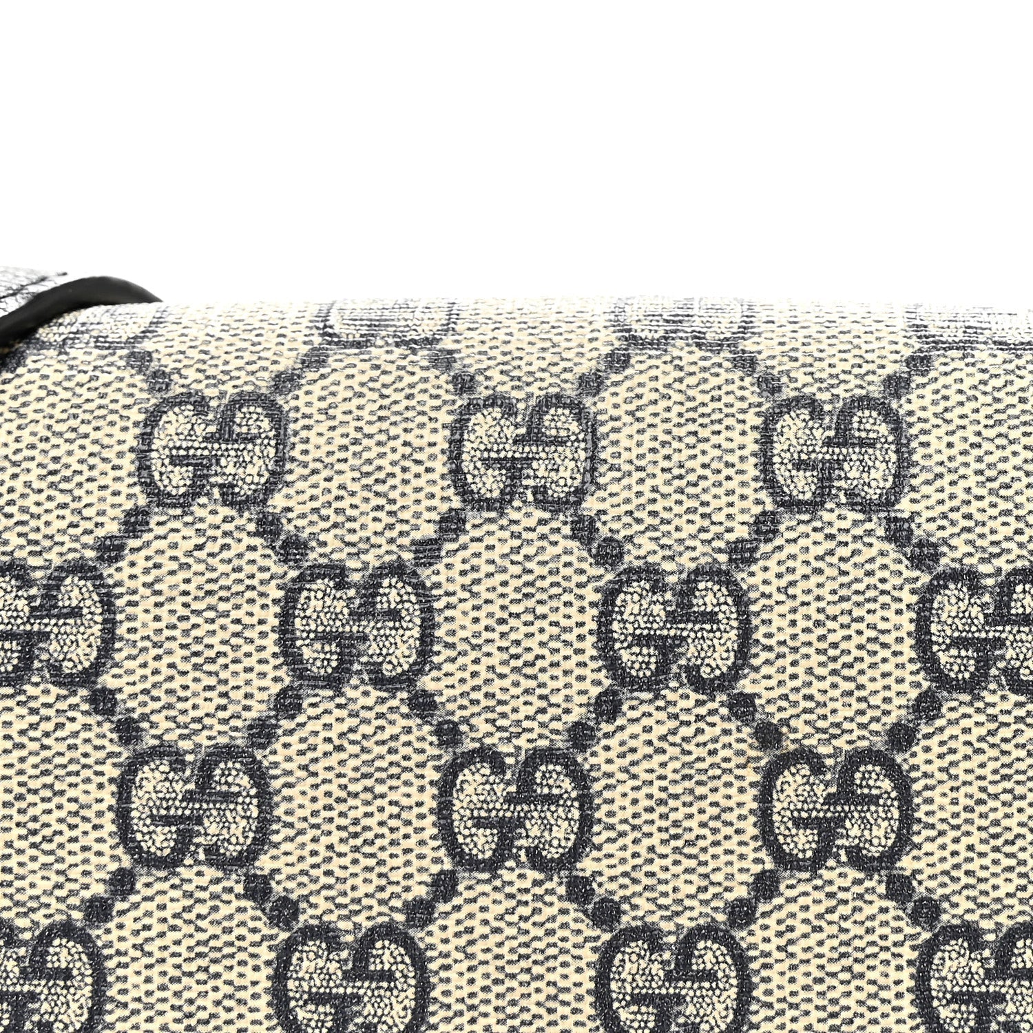 GG Supreme Monogram Textured Dollar Calfskin Web Medium Blondie Top Handle Shoulder Flap Bag Beige Blue