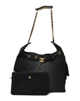 Washed Denim Quilted Medium CHNL 25 Handbag Black
