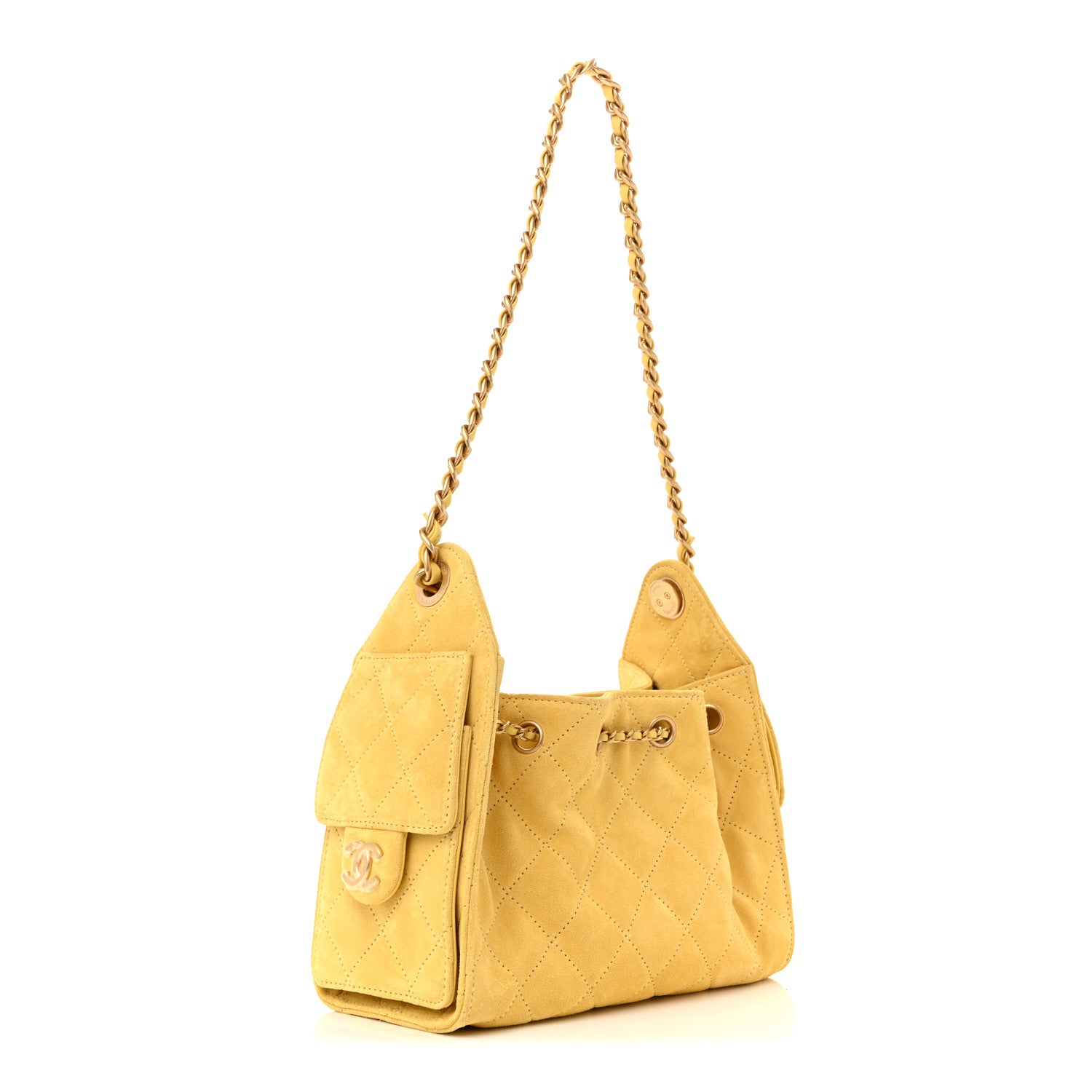 Suede Quilted Mini CHNL 25 Handbag Yellow