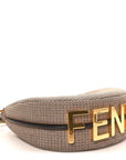 Wool Vitello Grace Small Houndstooth Small FNDIgraphy Hobo Bag Beige Ebano