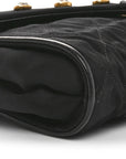 Fabric Quilted Crystal Envelope Small Flap Black