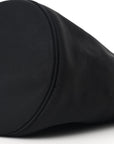 Recycled Sport Nylon Logo Embroidered Wheel Drawstring Bucket Bag Black White