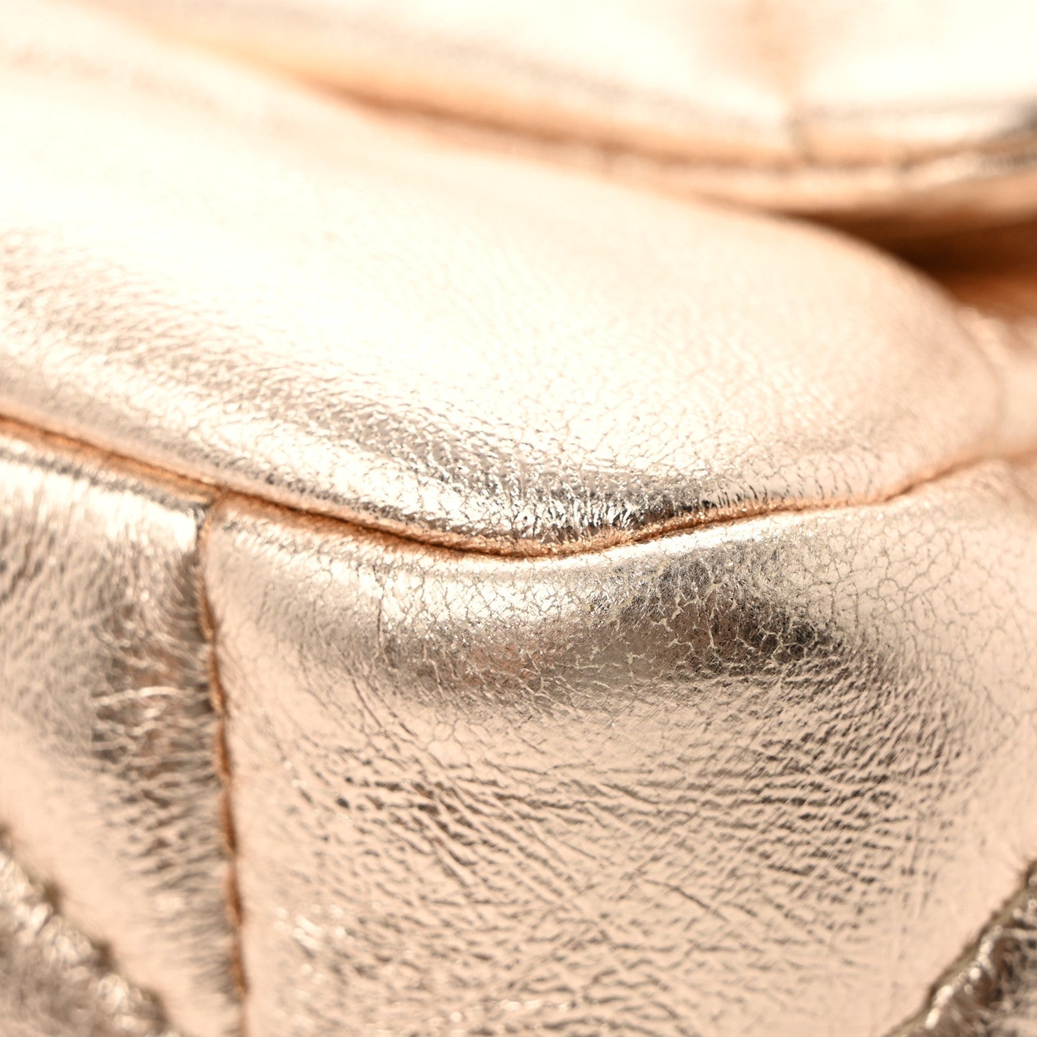 Metallic Lambskin Quilted Medium CHNL 19 Flap Gold