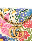 X KEN SCOTT Calfskin Matelasse Floral Print Super Mini GG Marmont Shoulder Bag Ivory Pink