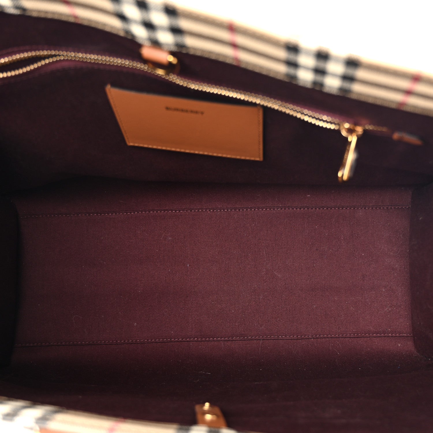 Canvas Vintage Check Calfskin Medium Freya Tote Briar Brown