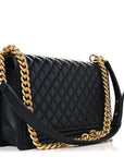 Lambskin Quilted New Medium Boy Flap Black