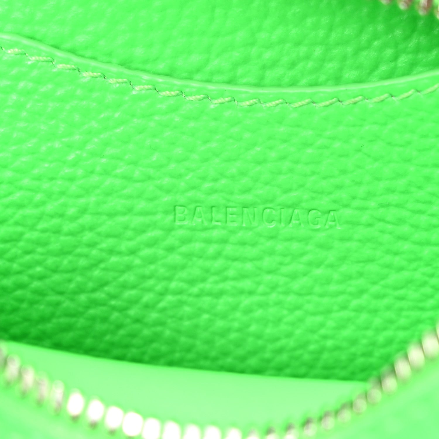 Grained Calfskin Neo Classic Silver Hardware Nano City Crossbody Fluo Green