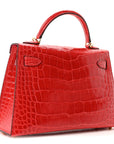 Shiny Alligator Horseshoe Mini Kelly Sellier 20 Rouge de Coeur Rose Mexico