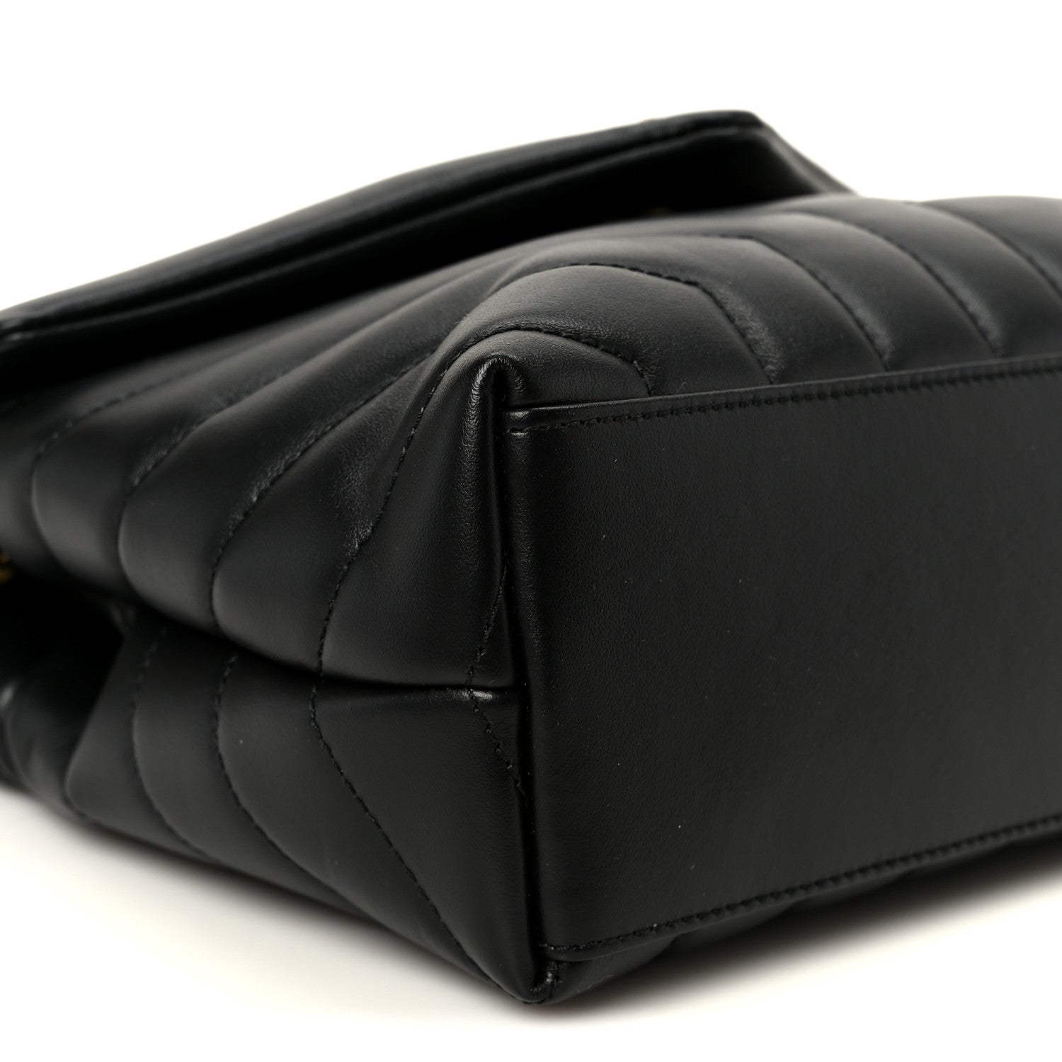 Calfskin Y Quilted Monogram Small Loulou Chain Satchel Black