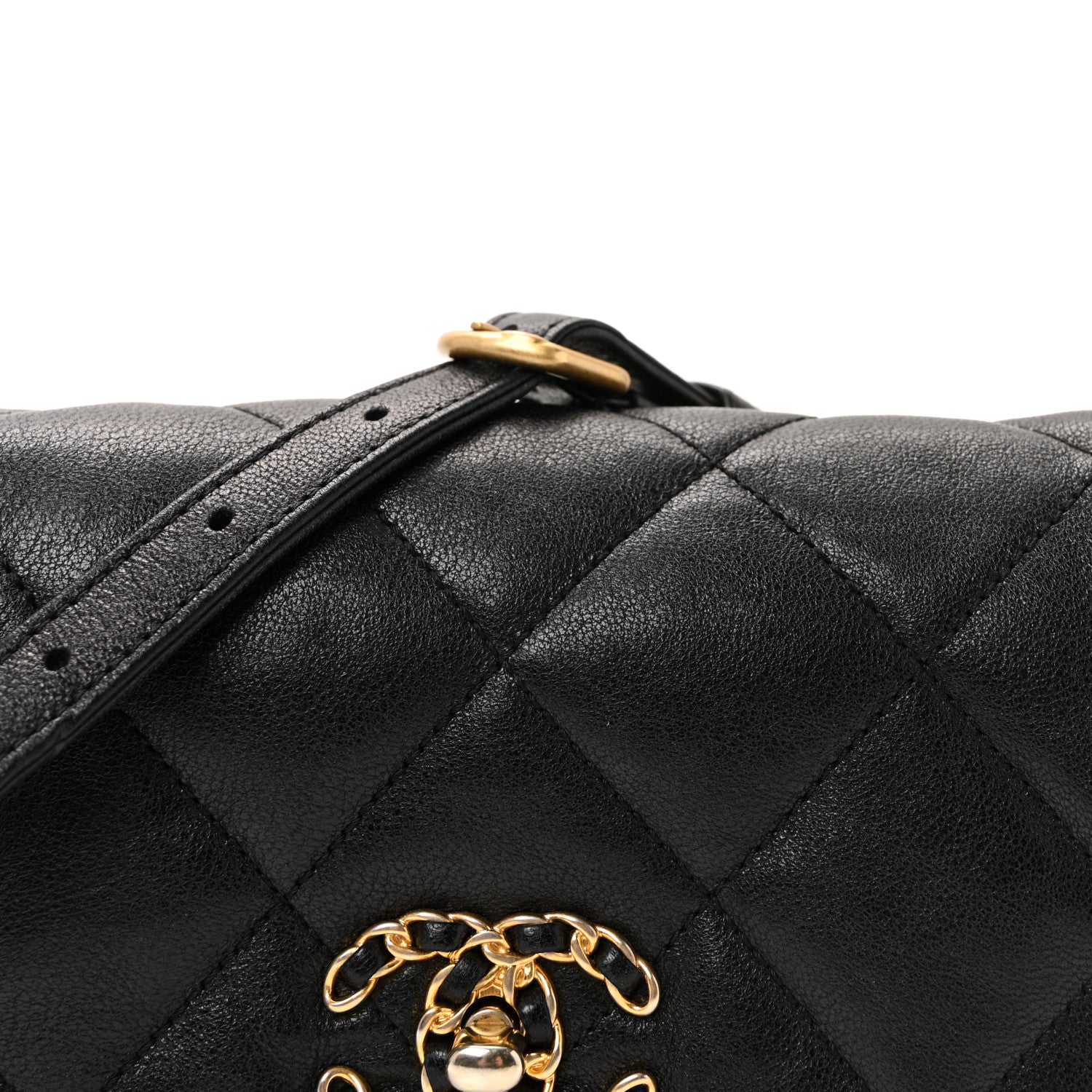 Goatskin Quilted CHNL 19 Waist Bag Black
