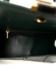 Shiny Calfskin Crocodile Embossed Small Hourglass Top Handle Bag Forest Green
