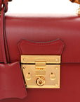 Azalea Calfskin Small Padlock Bamboo Shoulder Bag Romantic Cerise