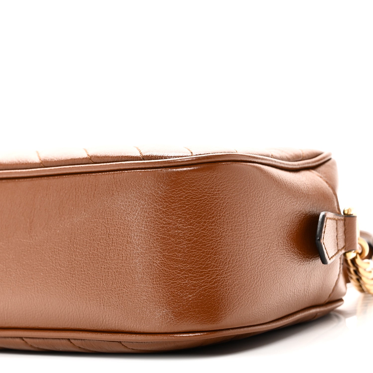 Glazed Calfskin Matelasse Diagonal Small GG Marmont Chain Shoulder Bag Cuir