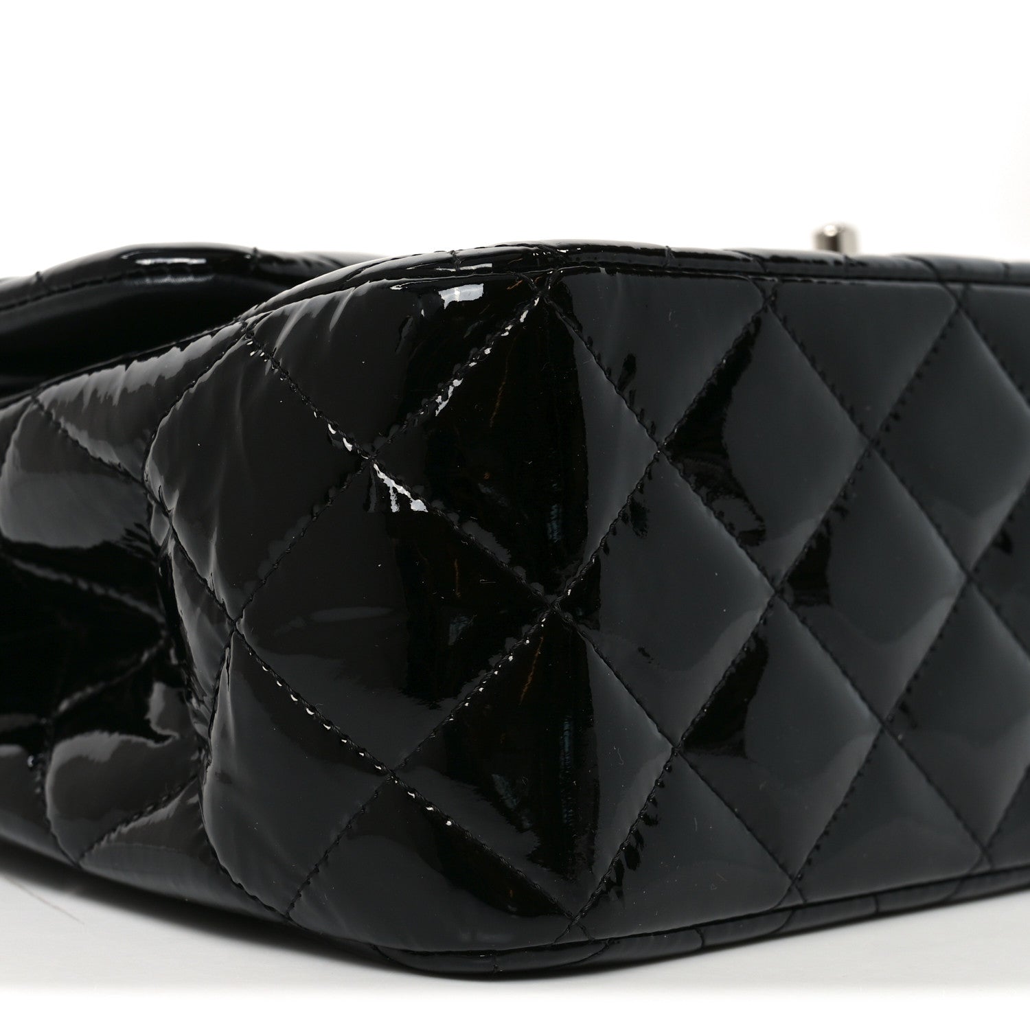 Patent Quilted Jumbo Double Flap Black