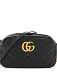 Calfskin Matelasse Small GG Marmont Chain Shoulder Bag Black