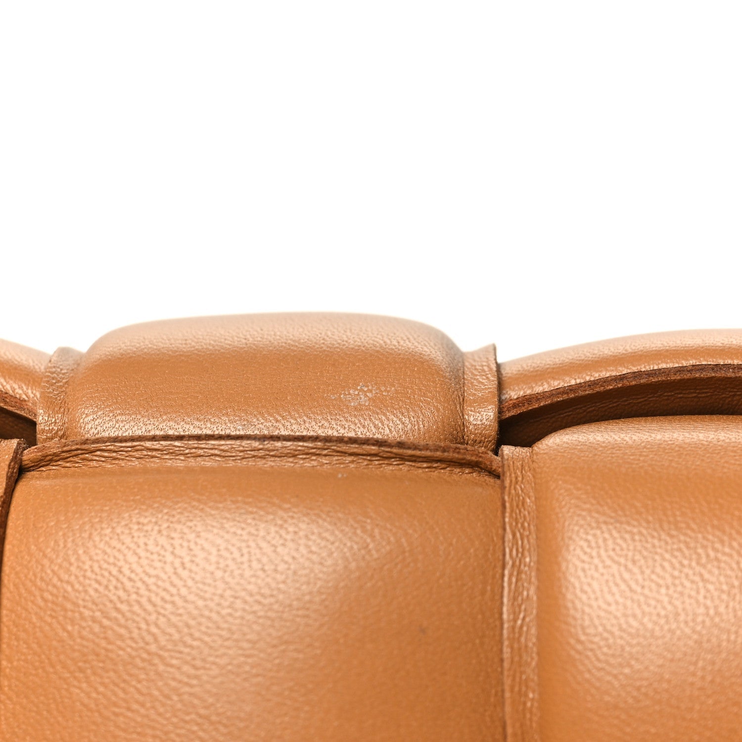 Nappa Maxi Intreccio Padded Cassette Crossbody Bag Caramel