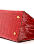Shiny Porosus Crocodile Kelly Sellier 28 Rouge Vif