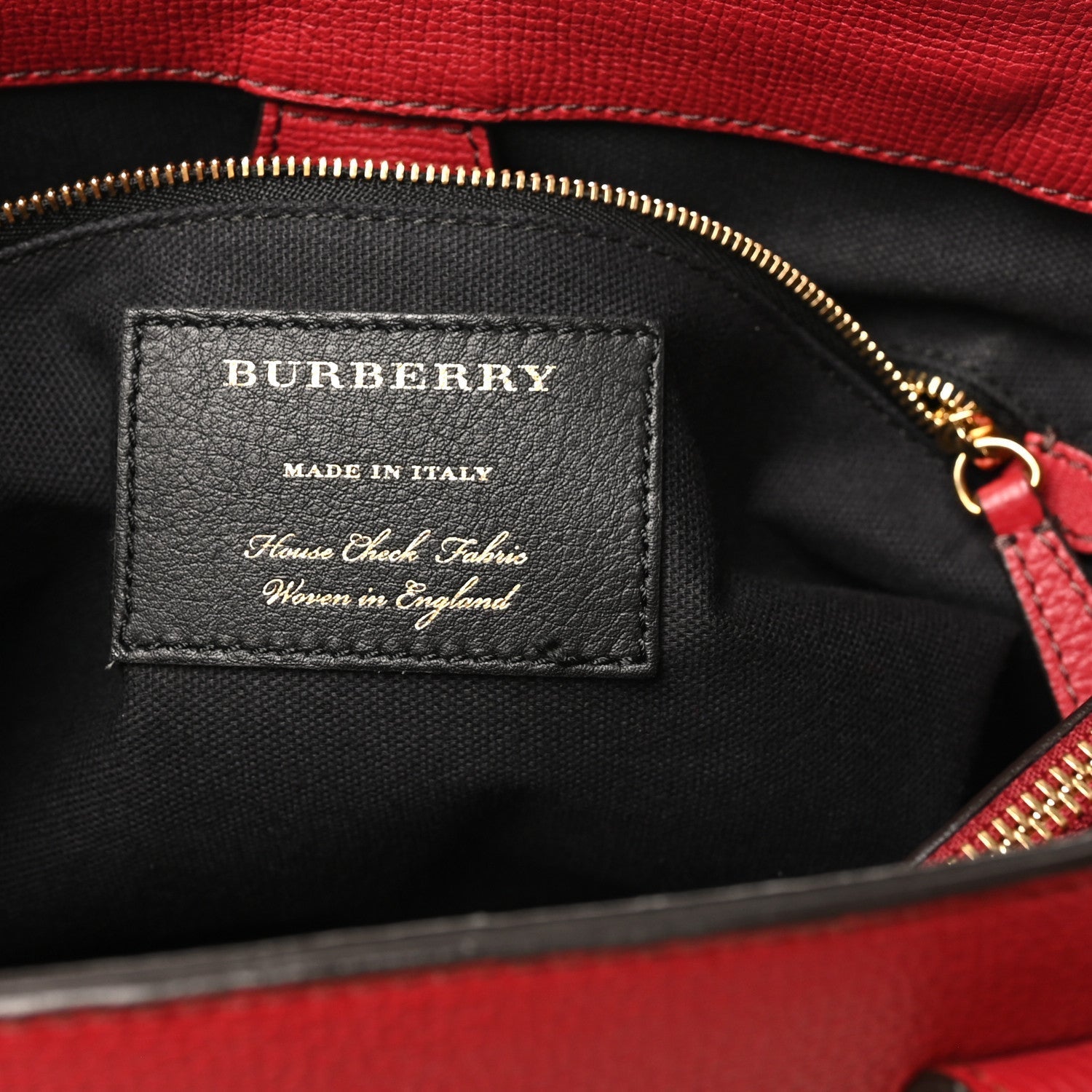 Derby Calfskin House Check Medium Banner Tote Russet Red