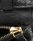 Snakeskin Medium Classic Box Flap Bag Black