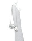 Tweed Quilted Mini Rectangular Flap Light Green Silver White