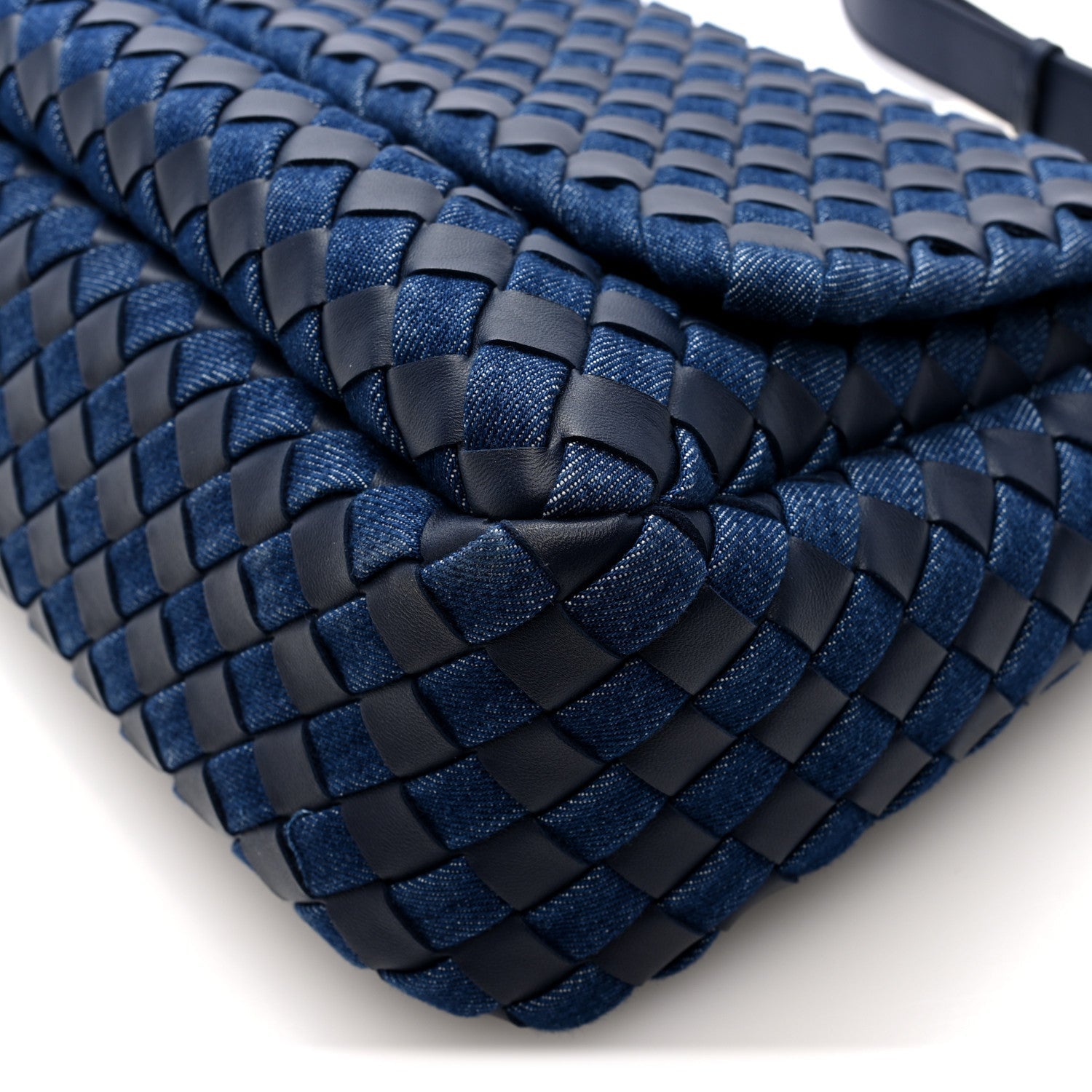 Denim Nappa Intrecciato Padded Messenger Abyss Indigo