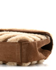 Nubuck Shearling Chevron Monogram Medium College Bag Dark Cigar Natural Beige