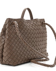 Nappa Intrecciato Medium Andiamo Shoulder Bag Taupe Grey