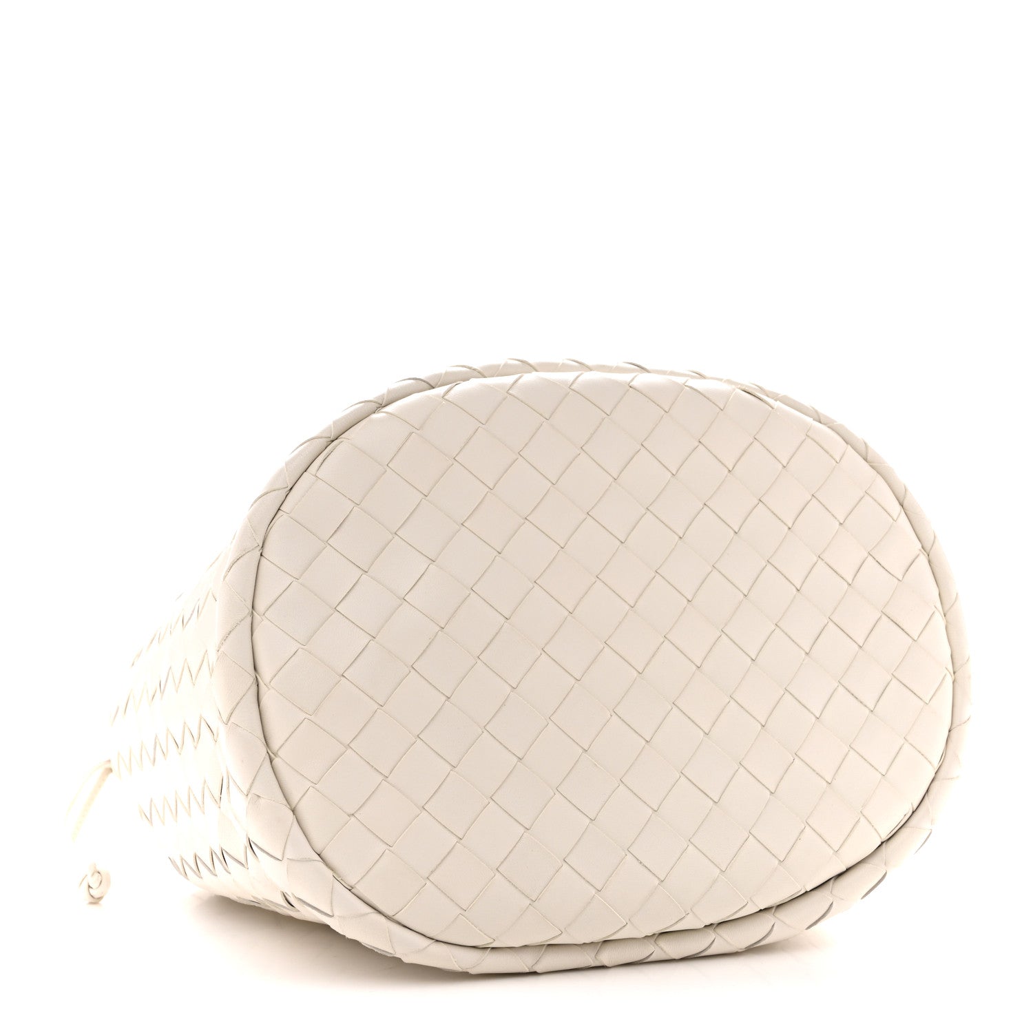 Calfskin Intrecciato Small Castello Bucket Bag White