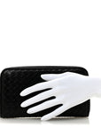 Nappa Intrecciato Zip Around Wallet Black