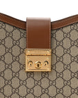 GG Supreme Monogram Medium Padlock Shoulder Bag Beige Ebony Brown Sugar