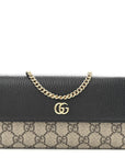 Dollar Calfskin GG Supreme Monogram Petite GG Marmont Wallet Chain Bag Black Beige Ebony