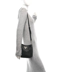 Vitello Daino Soft Mini Hobo Messenger Bag Black