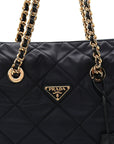 Nylon Tessuto Impuntu Quilted Tote Baltico