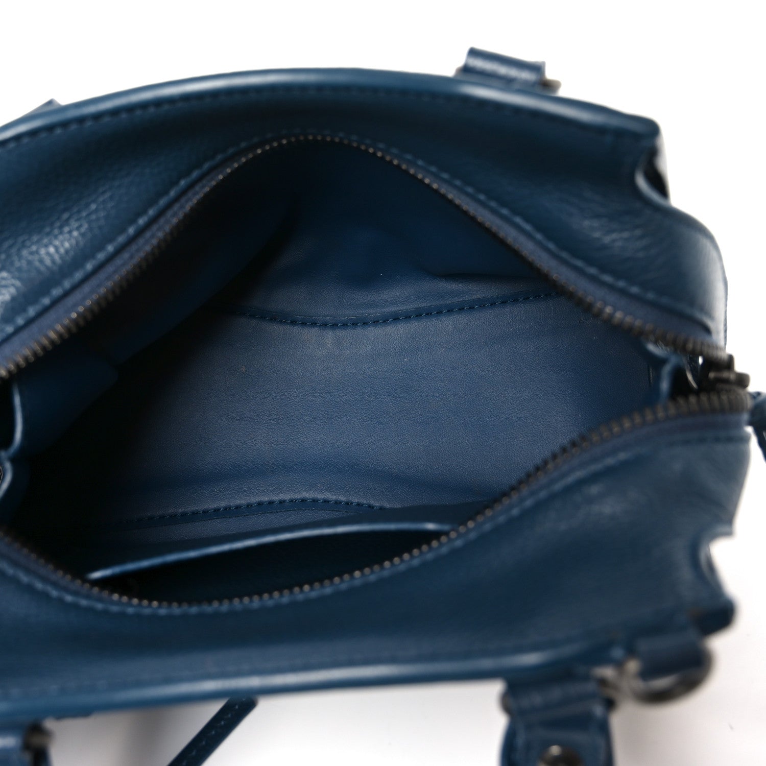 Grained Calfskin Neo Classic Silver Hardware Mini City Petrol Blue