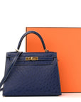 Ostrich Horseshoe Kelly Sellier 28 Bleu Iris