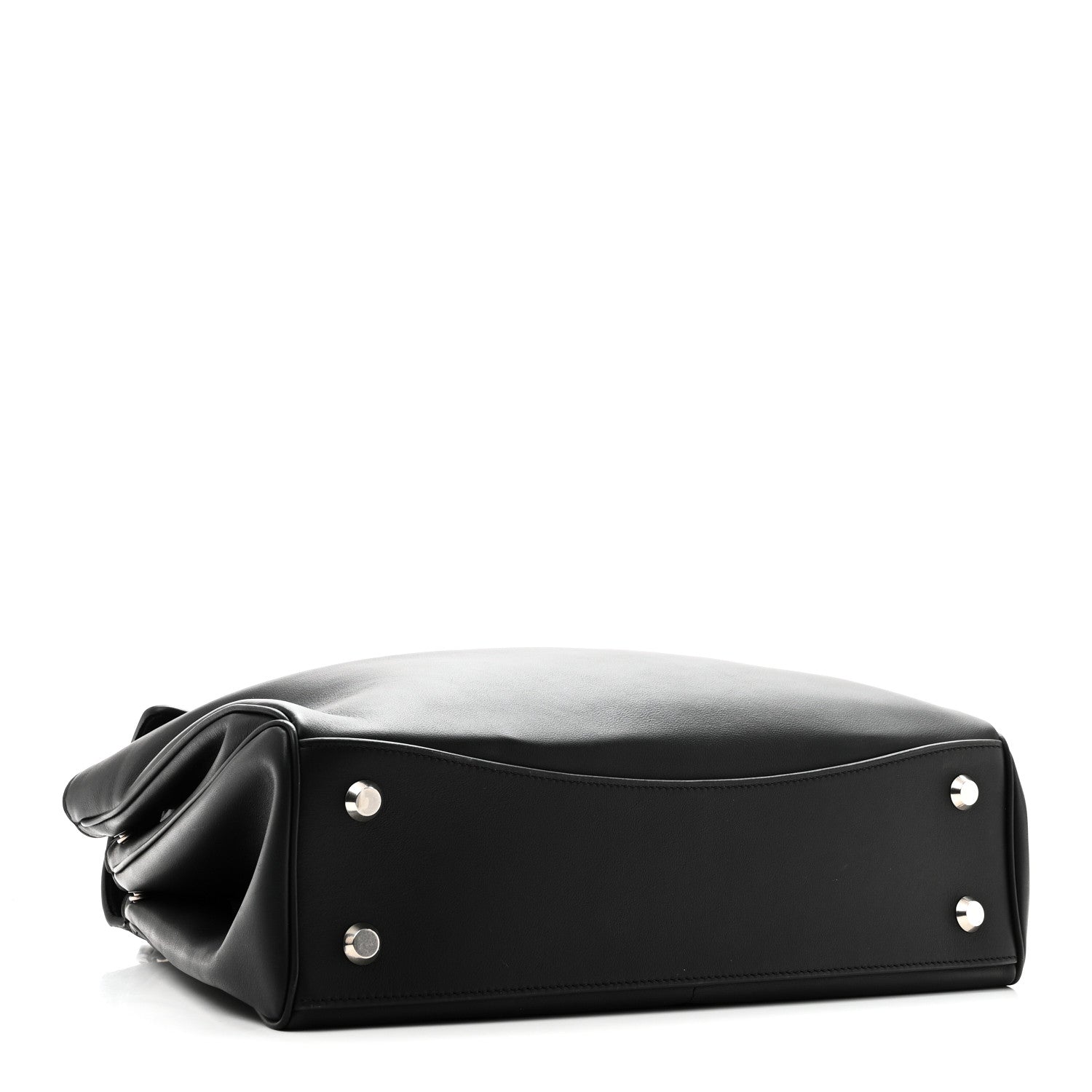 Natural Smooth Calfskin Medium Rodeo Top Handle Handbag Black