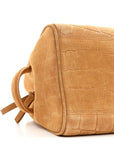Suede Crocodile Embossed Le Turismo Bowling Bag Camel