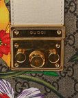 GG Supreme Monogram Flora Textured Calfskin Small Padlock Tote Beige Ebony Multicolor Mystic White