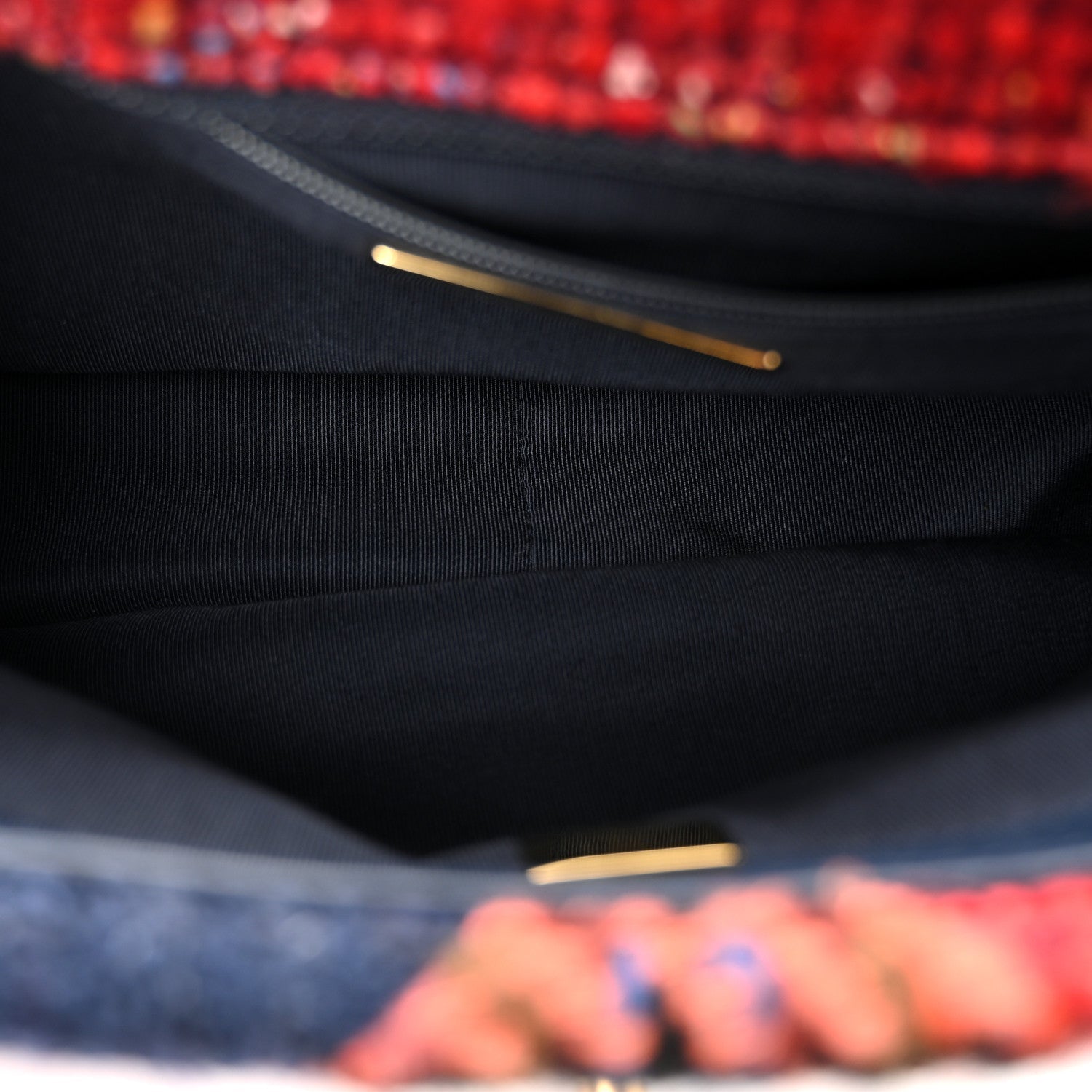 Tweed Quilted Medium CHNL 19 Flap Red Navy Multicolor