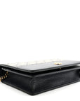 GG Supreme Monogram Textured Dollar Calfskin Mini GG Marmont Chain Wallet Beige Blue
