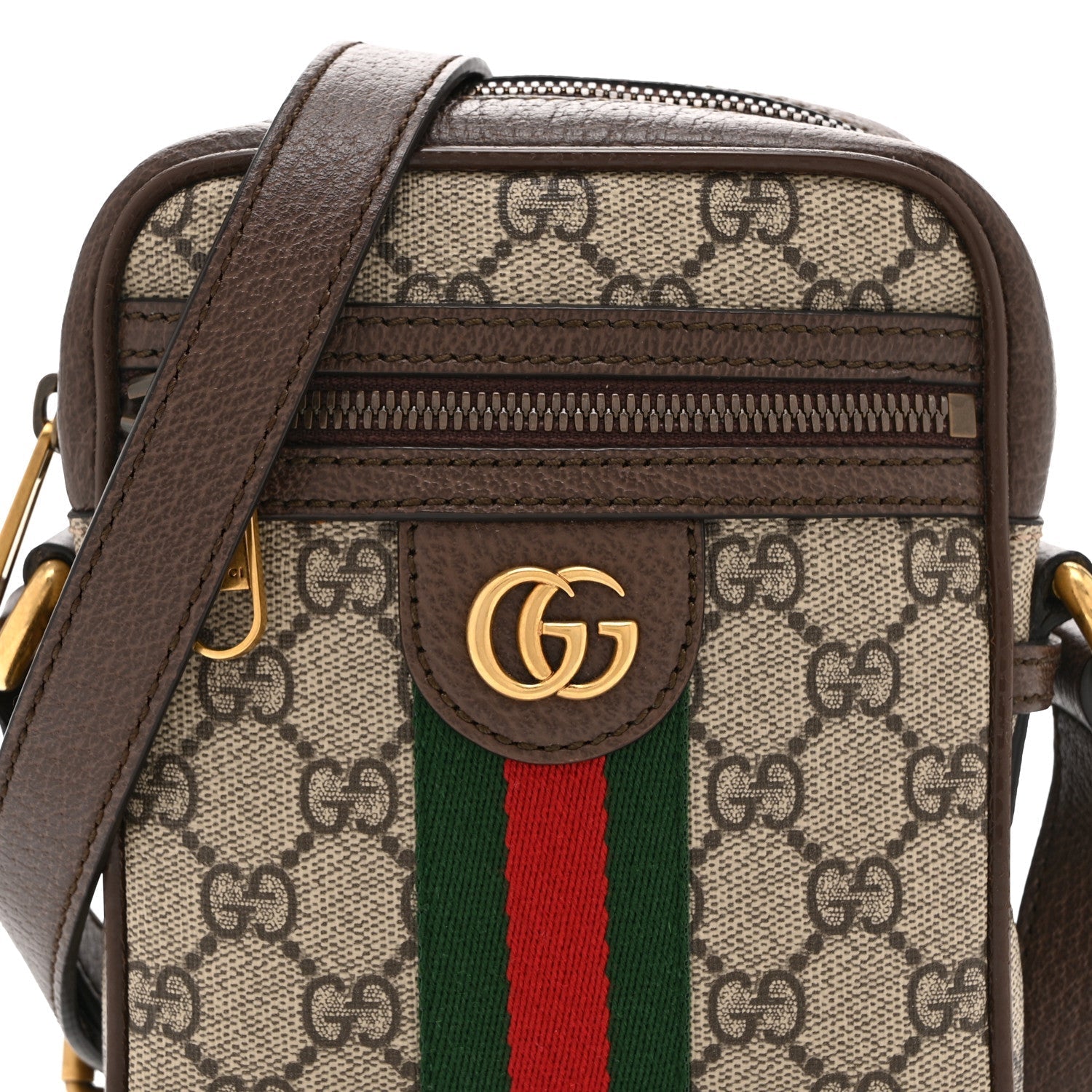 GG Supreme Monogram Web Mini Ophidia Messenger Brown