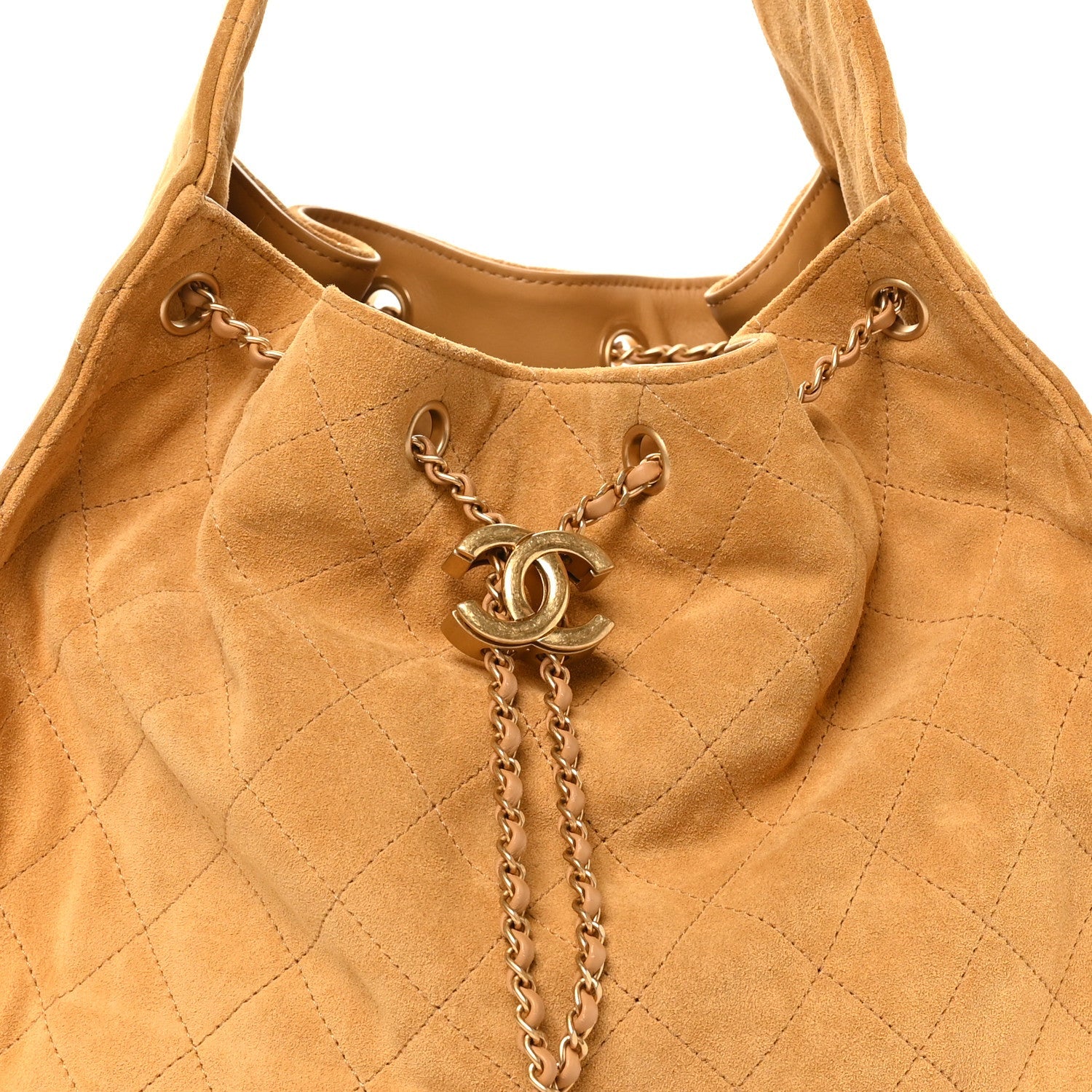 Suede Quilted Medium CHNL 25 Handbag Beige